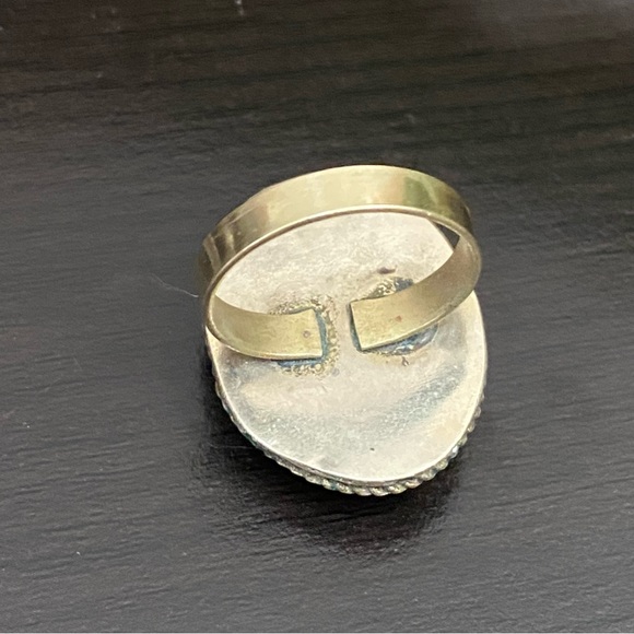 Vintage Turquoise Mosaic Cocktail Ring Size 8 - Picture 12 of 12